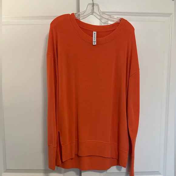 Athleta Cozy Luxe Sweatshirt Size Medium Tall Coral *flaw see pictures - Picture 9 of 9